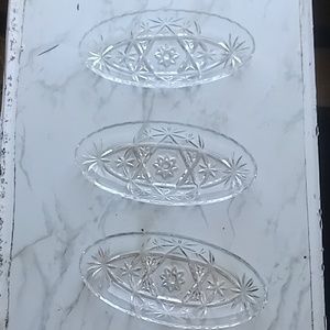 3 Piece Vintage Candy And Relish Dishes Set